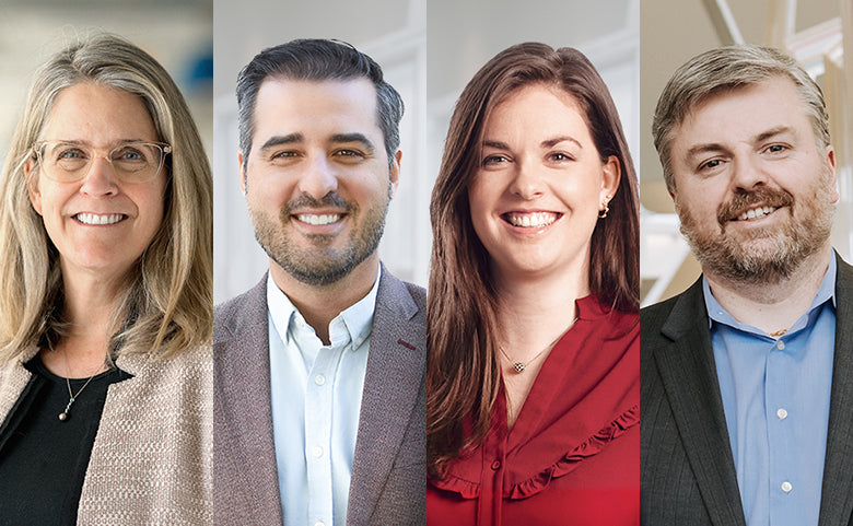 Portrait des quatre panélistes : Bianka Monette, Corey Pedneault, Alexandra Potvin et Julien Le Maux